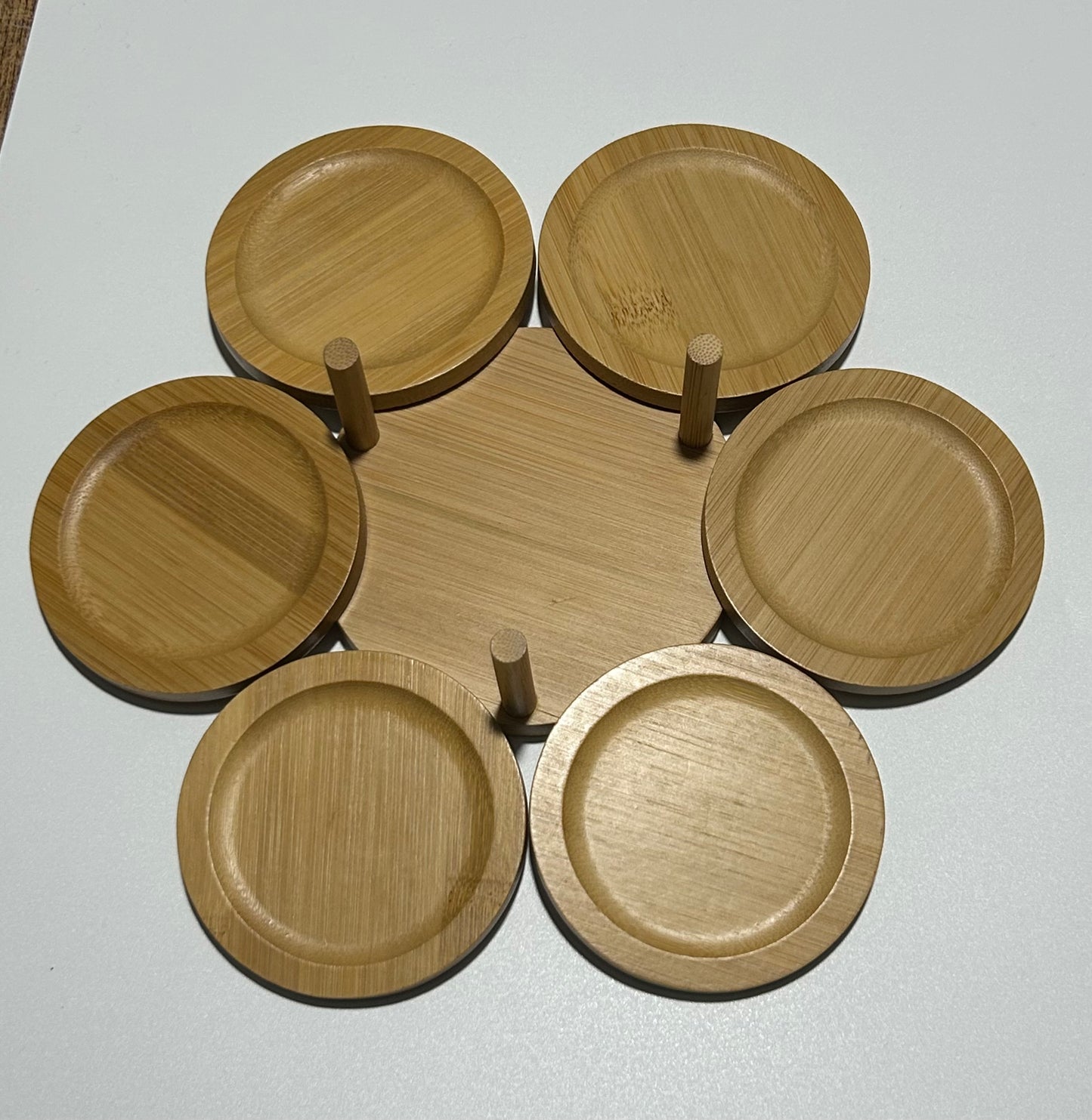 Set de 6 sous-verres en bambou avec support – Personnalisable