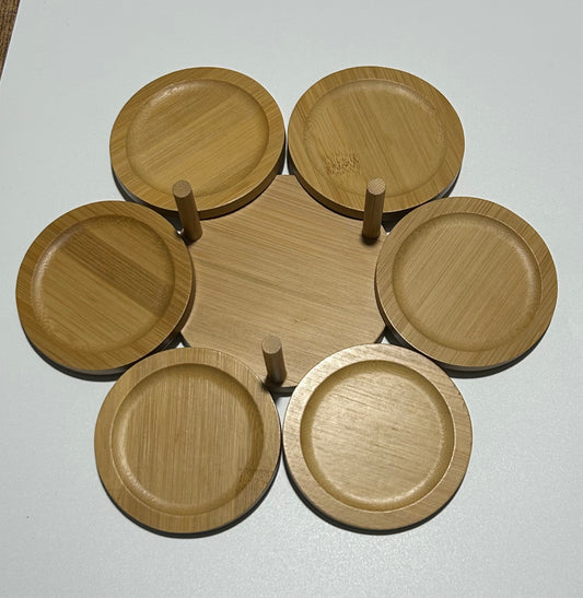 Set de 6 sous-verres en bambou avec support – Personnalisable
